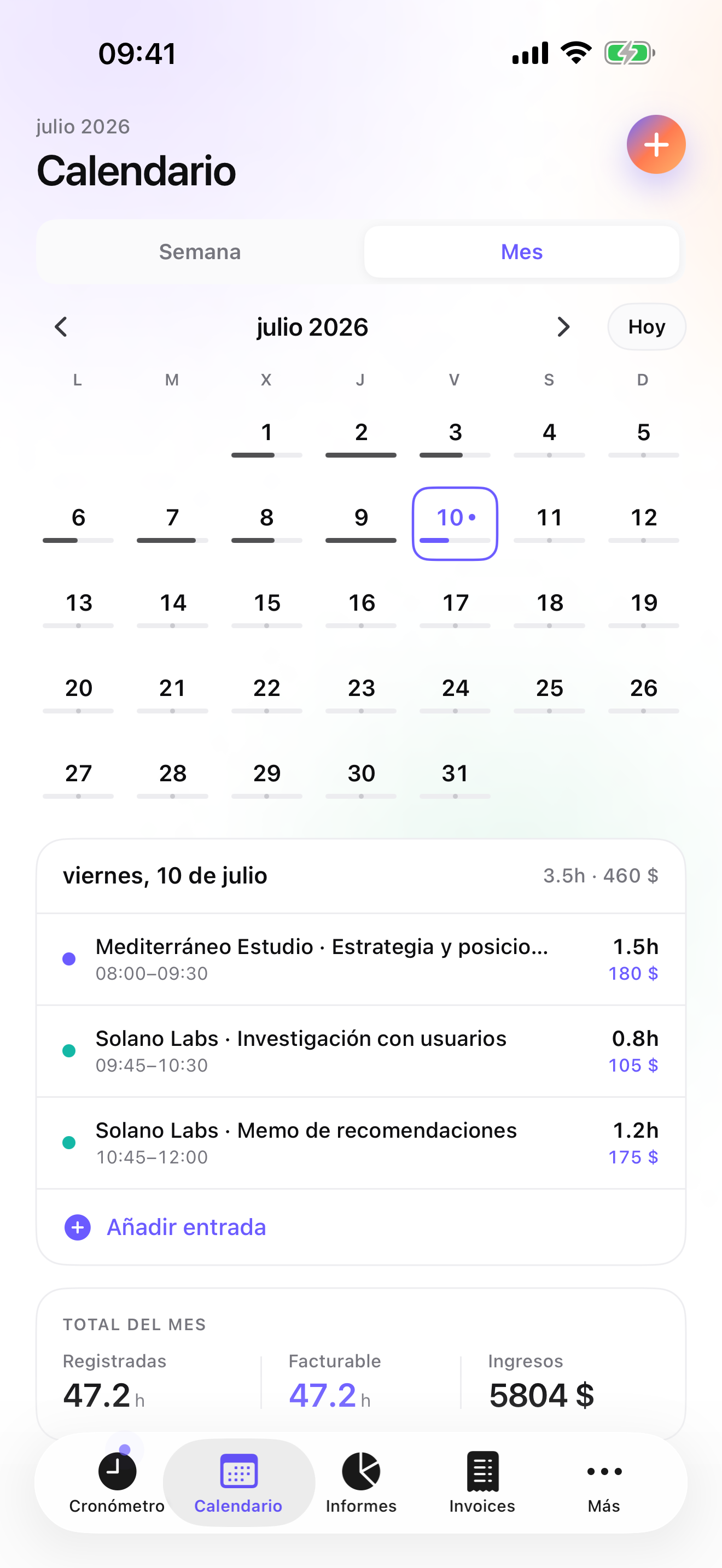 iTimeSheet — parte mensual para un consultor