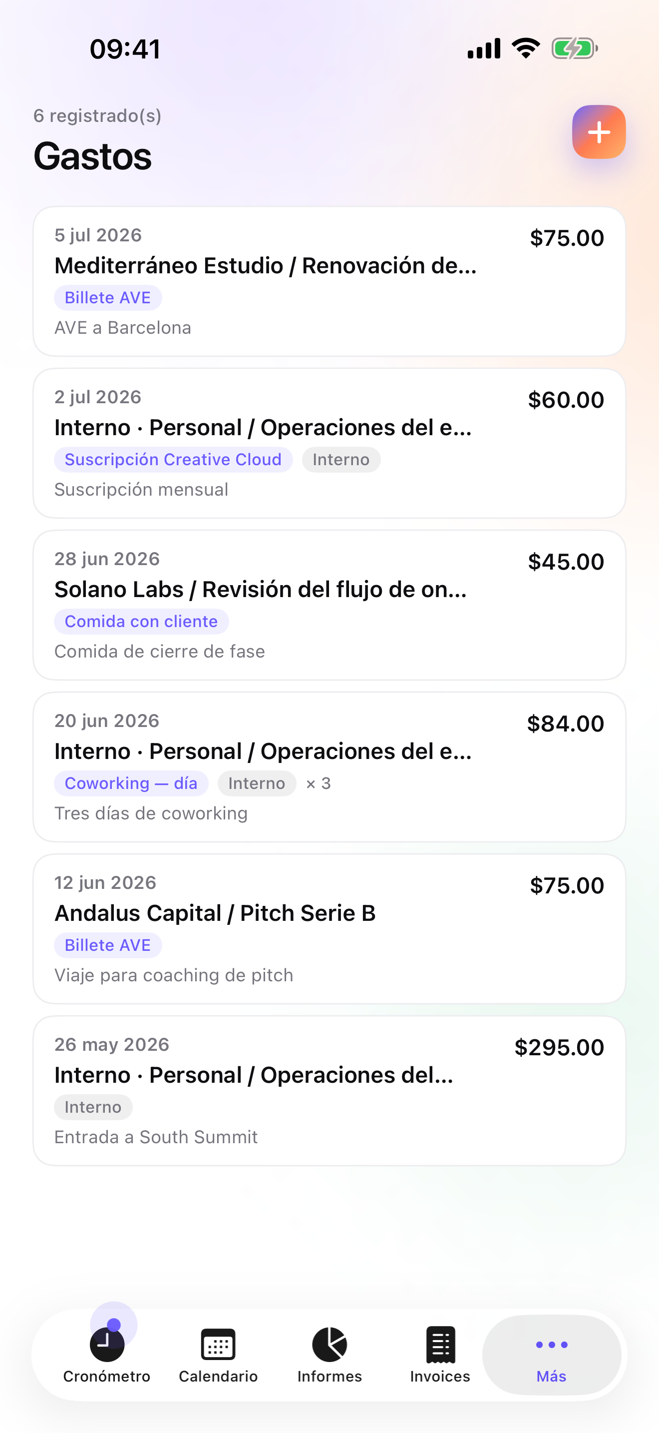 iTimeSheet — gastos de material con foto